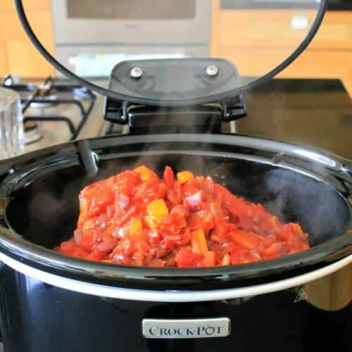 Crockpot cooking a family meal