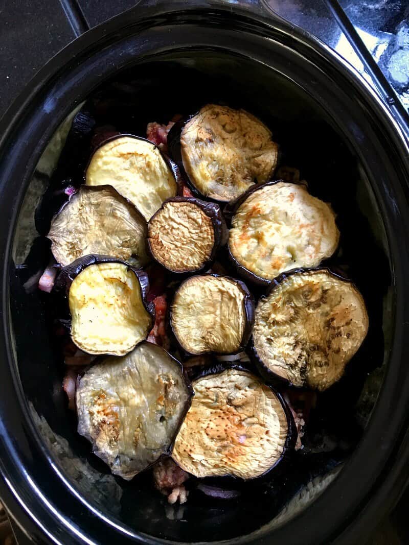 Slow Cooker Moussaka - a Greek lamb and aubergine dish