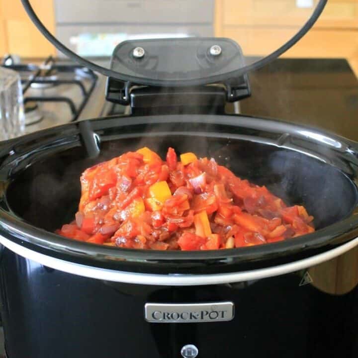 Crockpot cooking a family meal