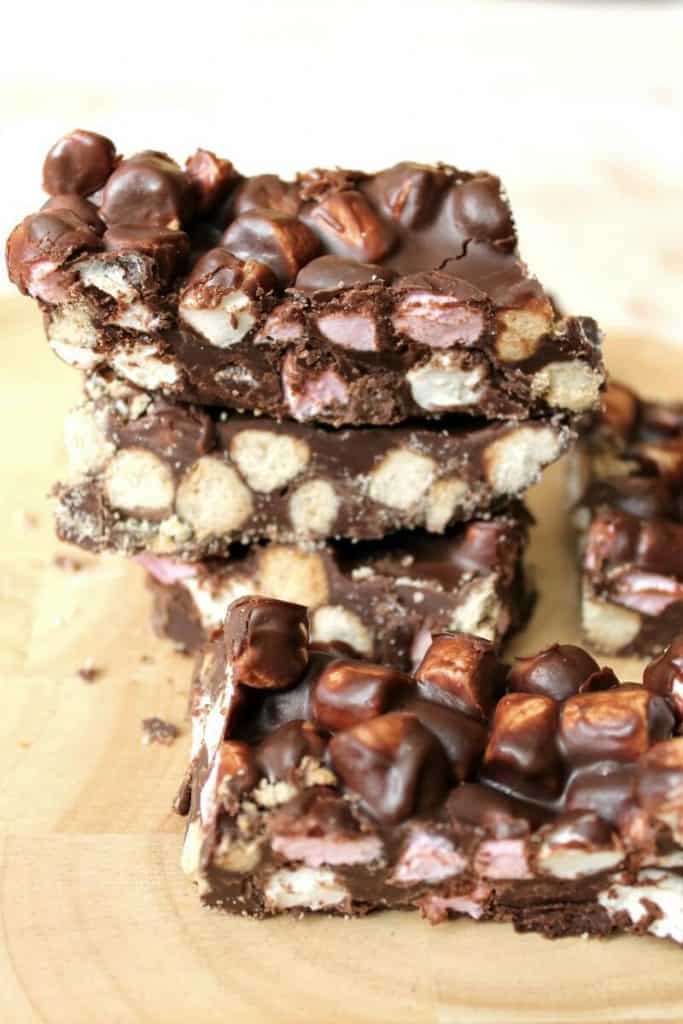 A stack of rocky road slices