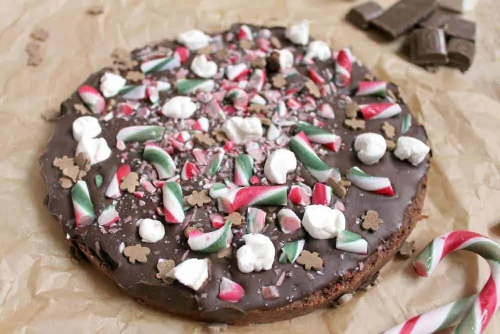 Christmas chocolate shortbread with candy canes