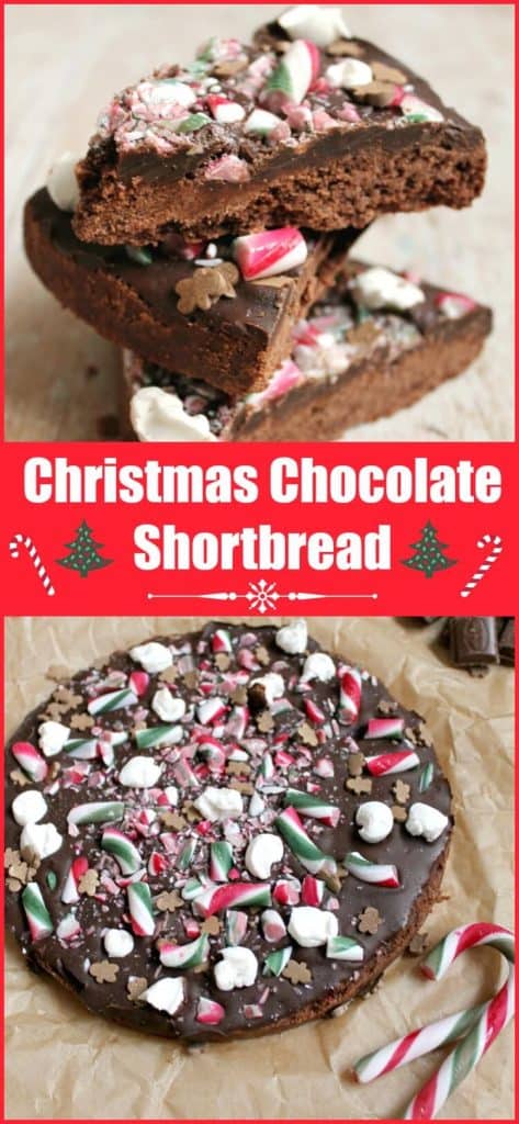 Christmas chocolate shortbread with candy canes, marshmallows and chocolate, perfect for the holidays and your festive celebrations
