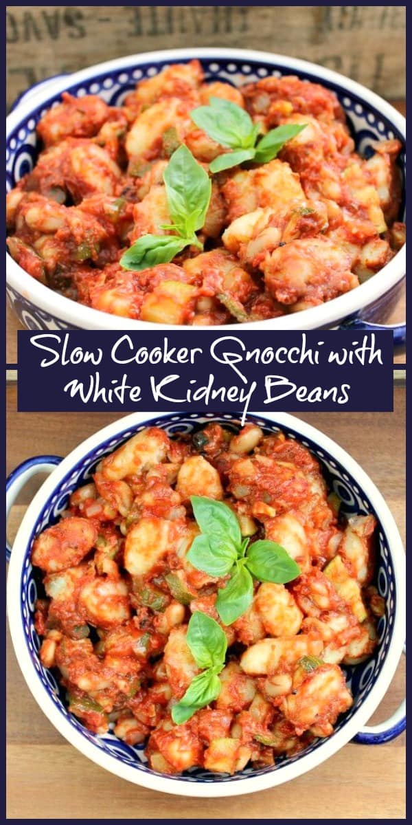 Slow cooker gnocchi with white kidney beans (cannellini beans)