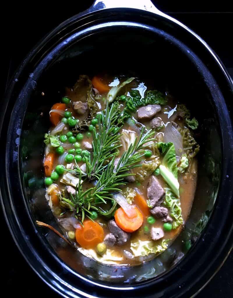 Slow cooker lamb and savoy cabbage casserole