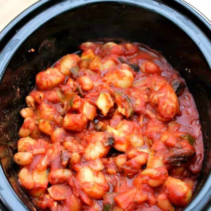 Gnocchi and beans in the slow cooker
