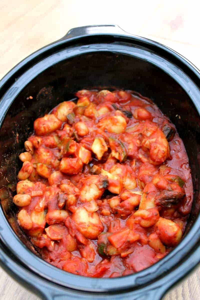 Gnocchi and beans in the slow cooker