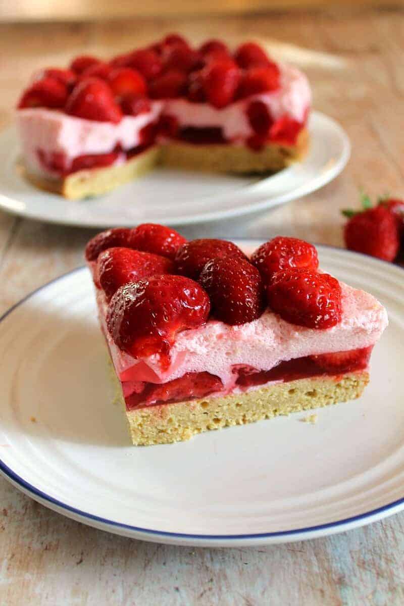 Strawberry mousse cake recipe - an easy but impressive dessert full of summer's finest strawberries