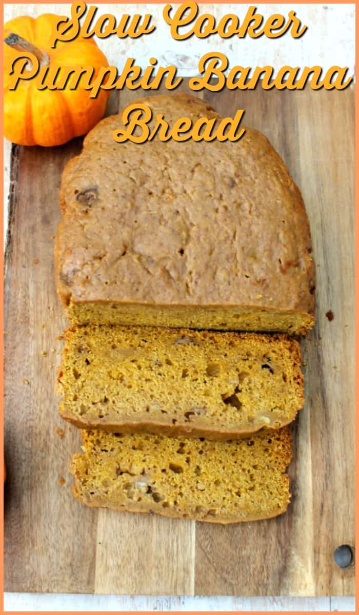 Slow Cooker Pumpkin Banana Bread - a fall banana bread recipe to bake in your crockpot for healthy snacking to make the most of pumpkin season