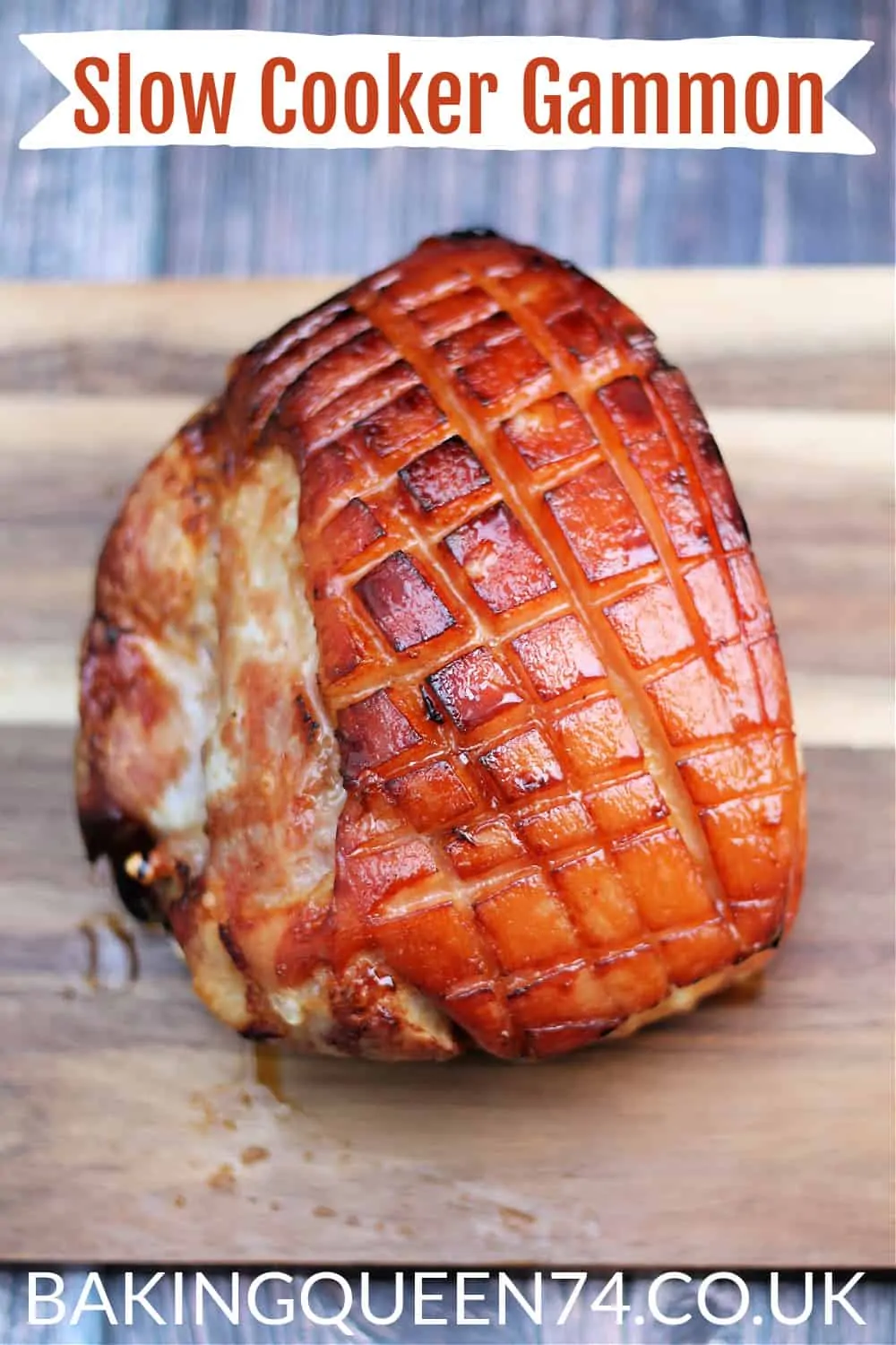 Slow cooker gammon image with text overlay