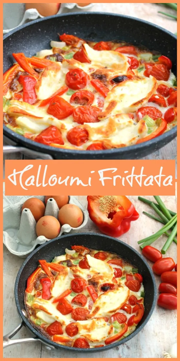 Halloumi frittata with red peppers, ideal for lunch this light meal has only 3 WeightWatchers Smartpoints on the Freestyle program