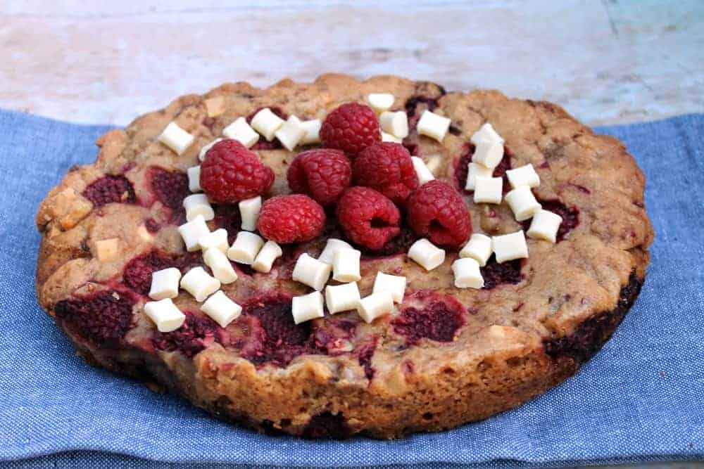 Slow Cooker Raspberry White Chocolate Cookie