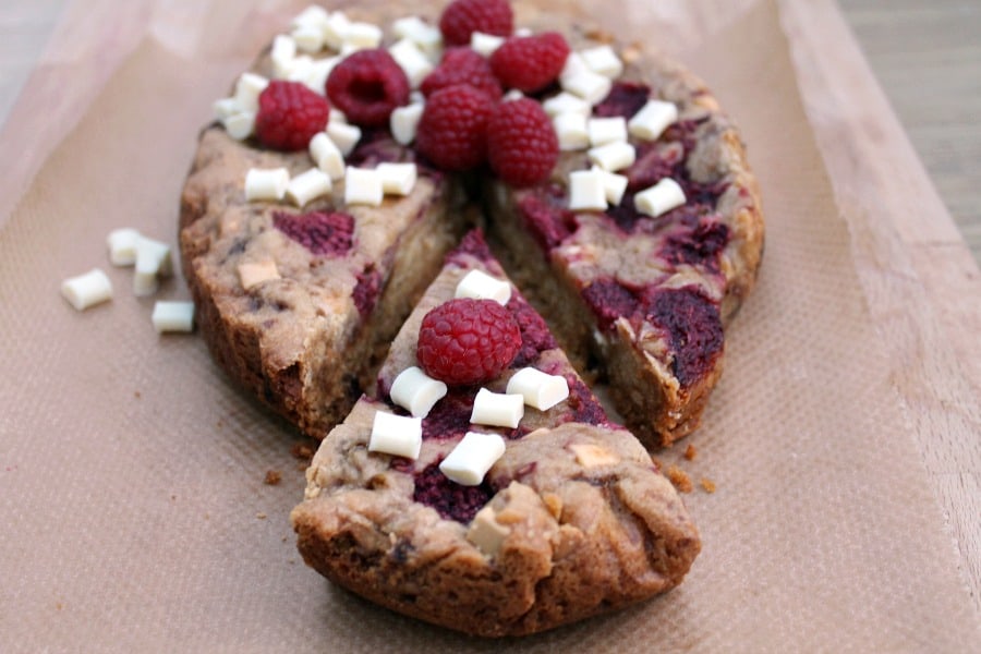 Slow Cooker Raspberry White Chocolate Cookie
