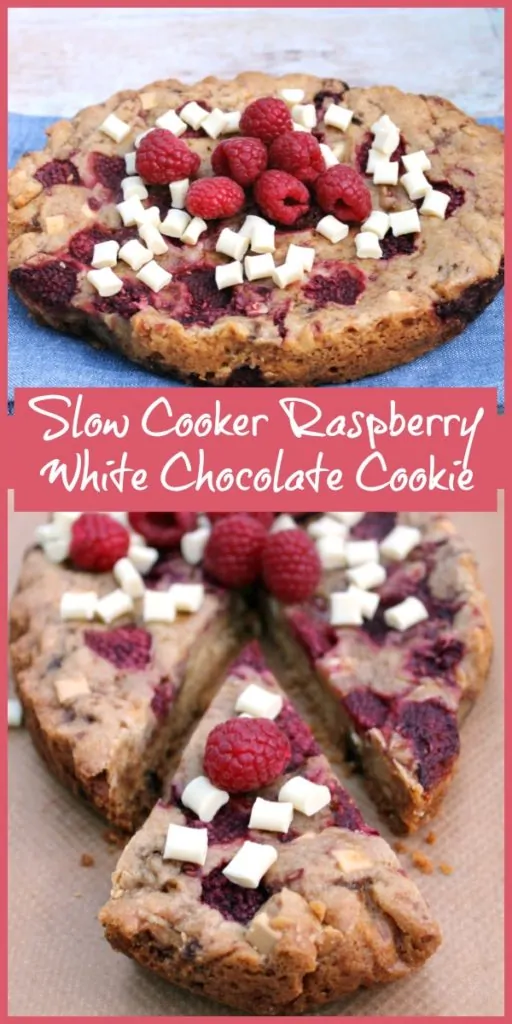 Slow Cooker Raspberry White Chocolate Cookie