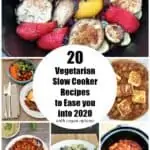 Vegetarian slow cooker recipes image and text collage for pinterest.