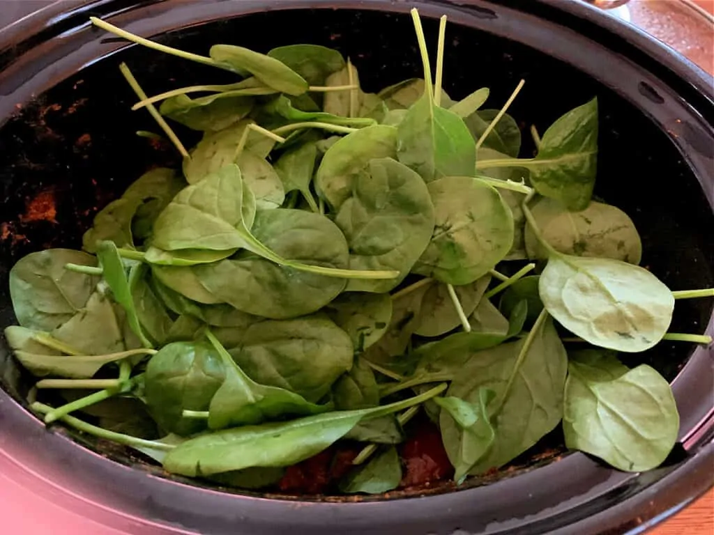 Spinach in pot.