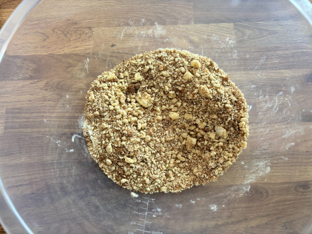Crumble mixture with sugar stirred through.