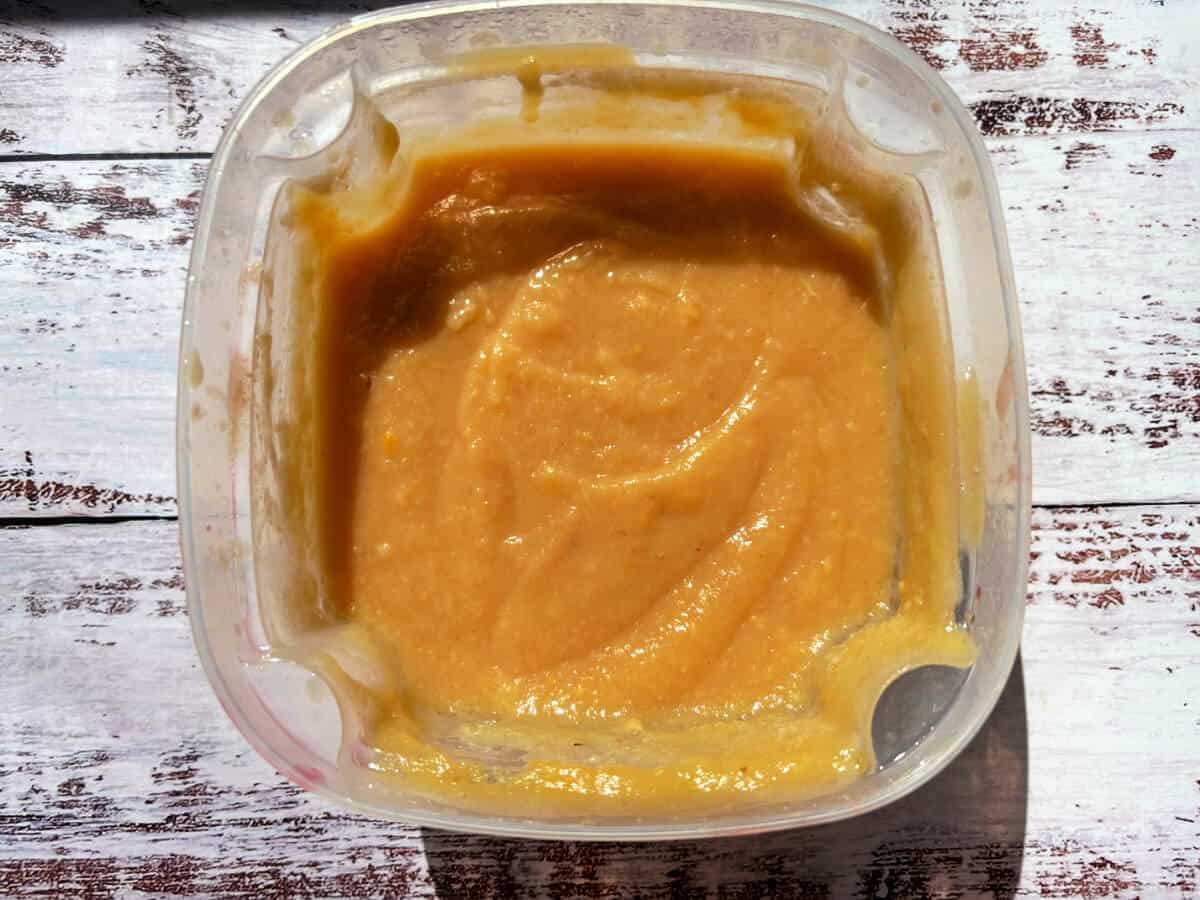 Peach curd in a tub.