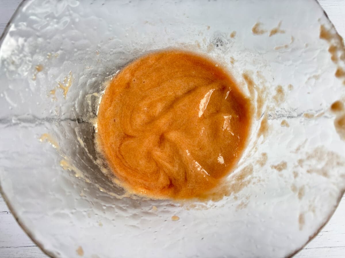 Rhubarb puree in a bowl.